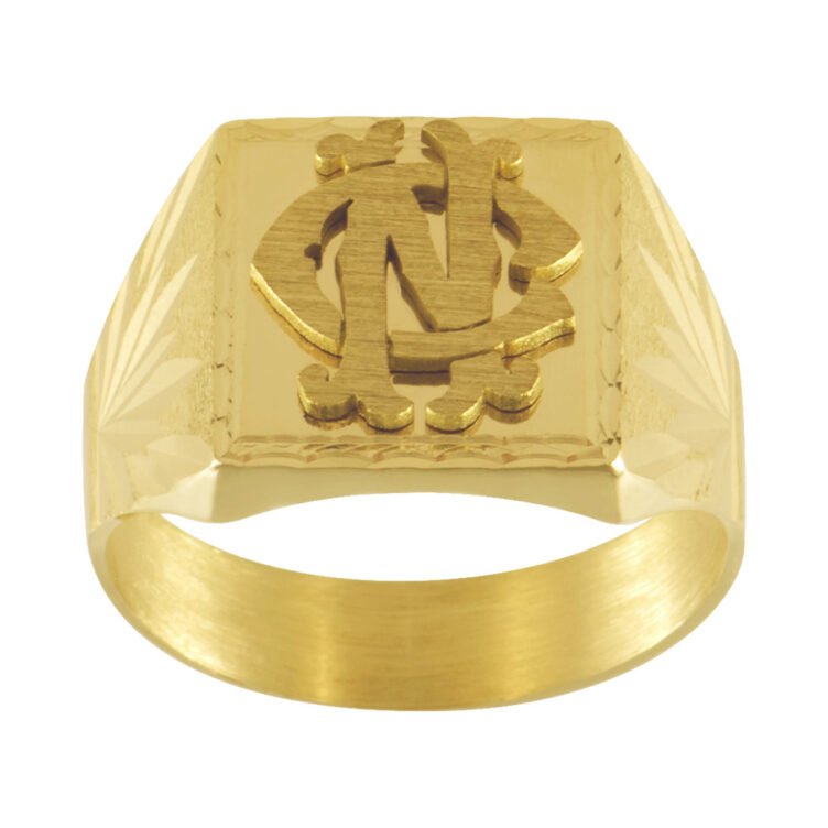 Chevalière Carrée en Or Constant Godrons Étoilés