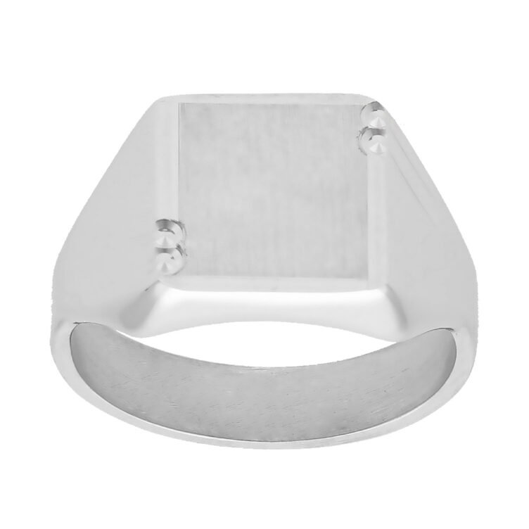 Chevalière Carrée en Argent Constant Contour