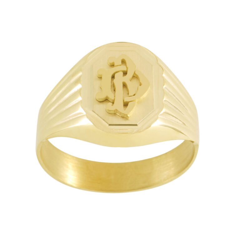 Chevalière Ovale en Or Orphée Octogone Double