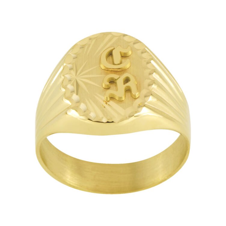 Chevalière Ovale en Or Orion Étoile Godrons