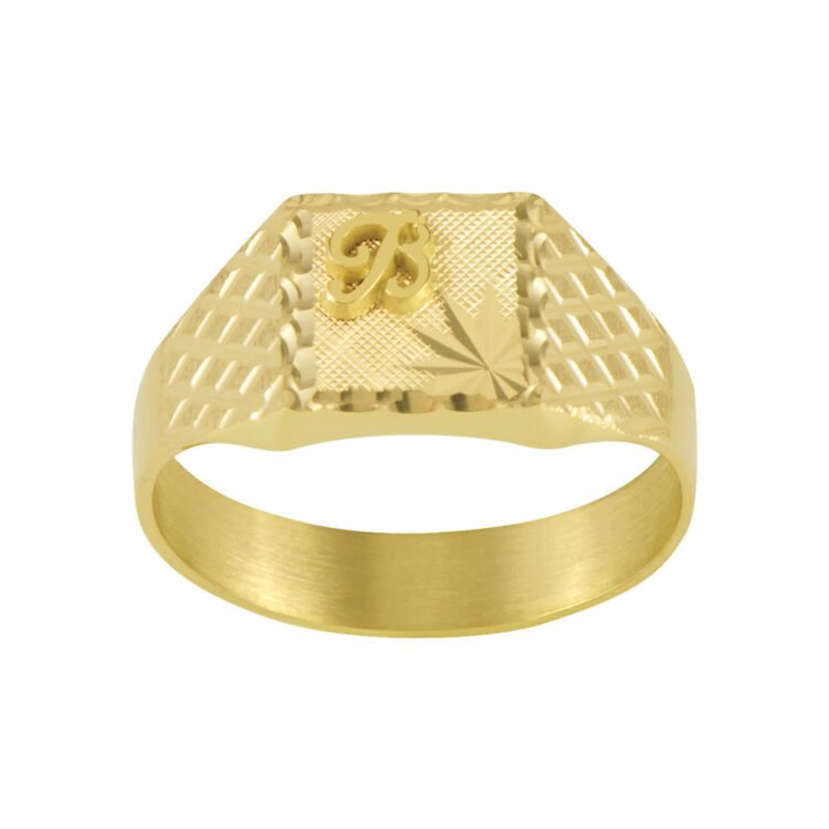 Chevalière Carrée en Or Clara Damier Gaufre