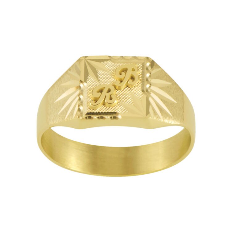 Chevalière Carrée en Or Clara Damier Étoile