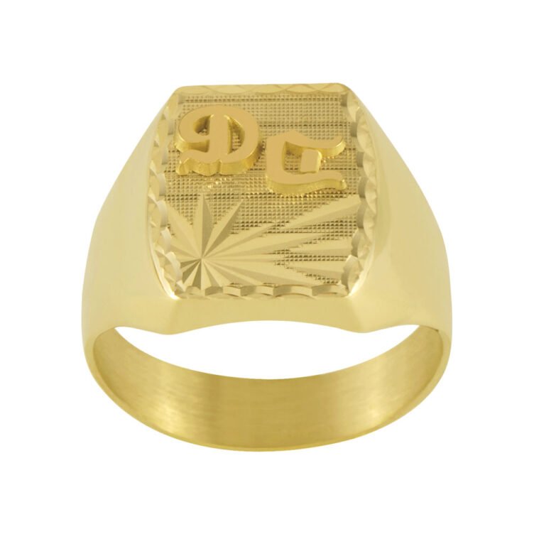 Chevalière Tonneau en Or Thibalt Damier Contour