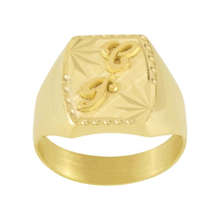 Chevalière Tonneau en Or Thibalt Damier Double Étoile