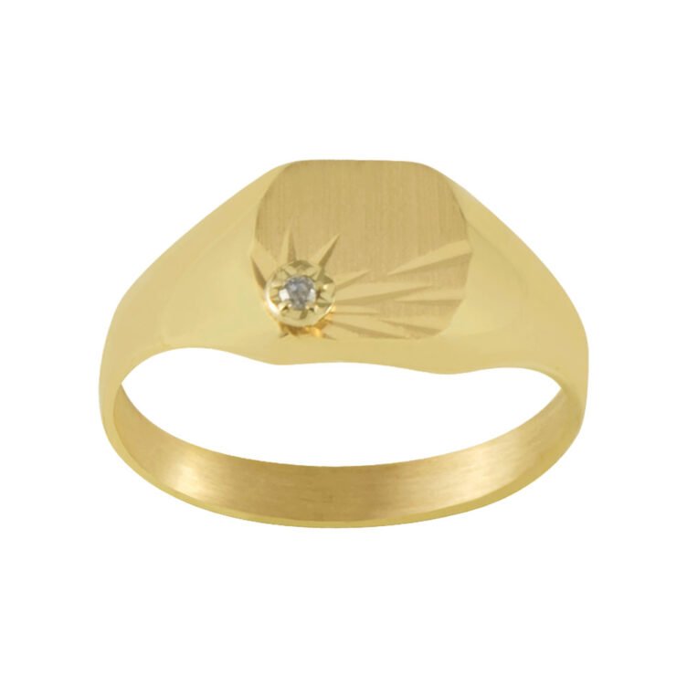 Chevalière Tonneau en Or Thelma Étoile Diamant