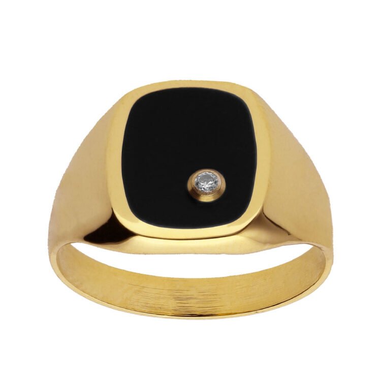 Chevalière Onyx en Or Tonneau Thomas Diamant