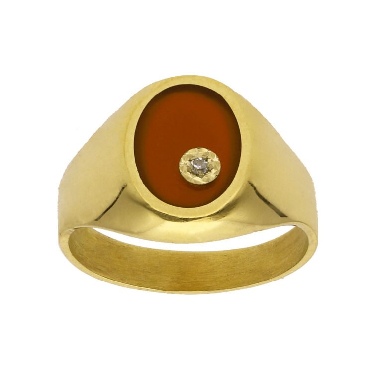 Chevalière Cornaline en Or Ovale Olivia Diamant