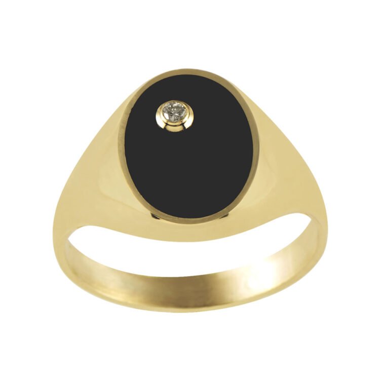 Chevalière Onyx en Or Ovale Orphée Diamant